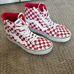 Vans Red and White Checkered Sneakers